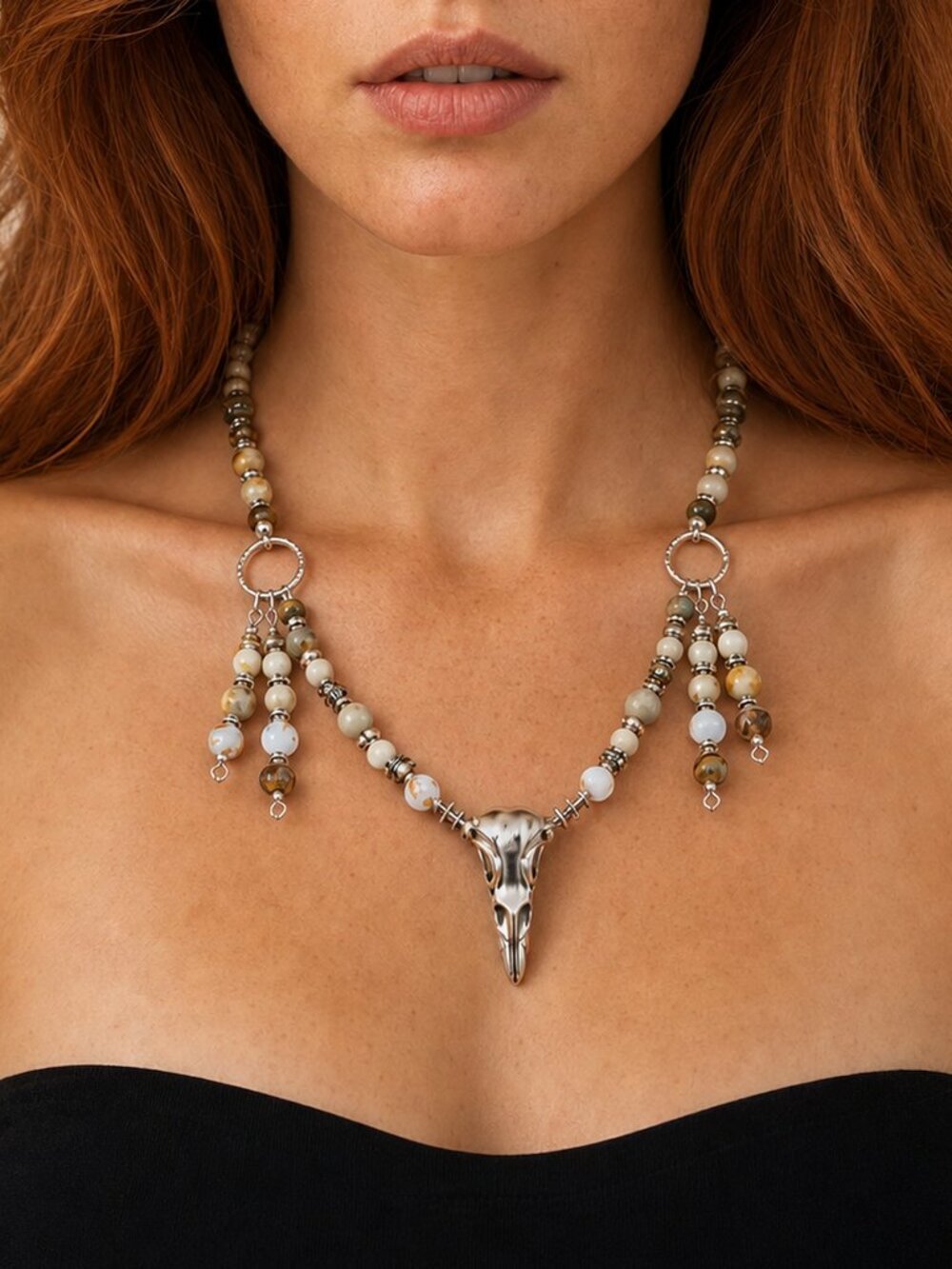 Desert Relic Raven Skull Necklace